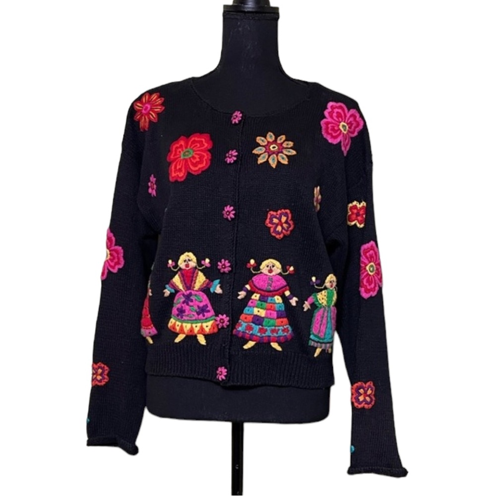 KnittinG Needles Vintage Embellished Cardigan Sweater (SWV-DUC)